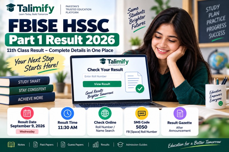 FBISE HSSC Part 1 Result 2026 – Check Federal Board 11th Class Result - Board Results - Talimify